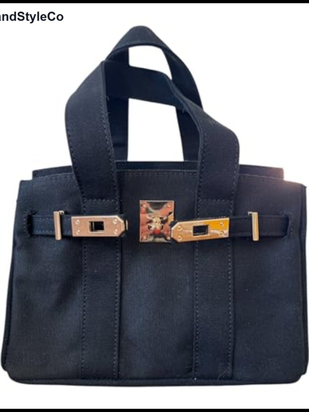 Canvas Mini Tote Bag, 8 Pockets, Distressed Finish, Gold Hardware